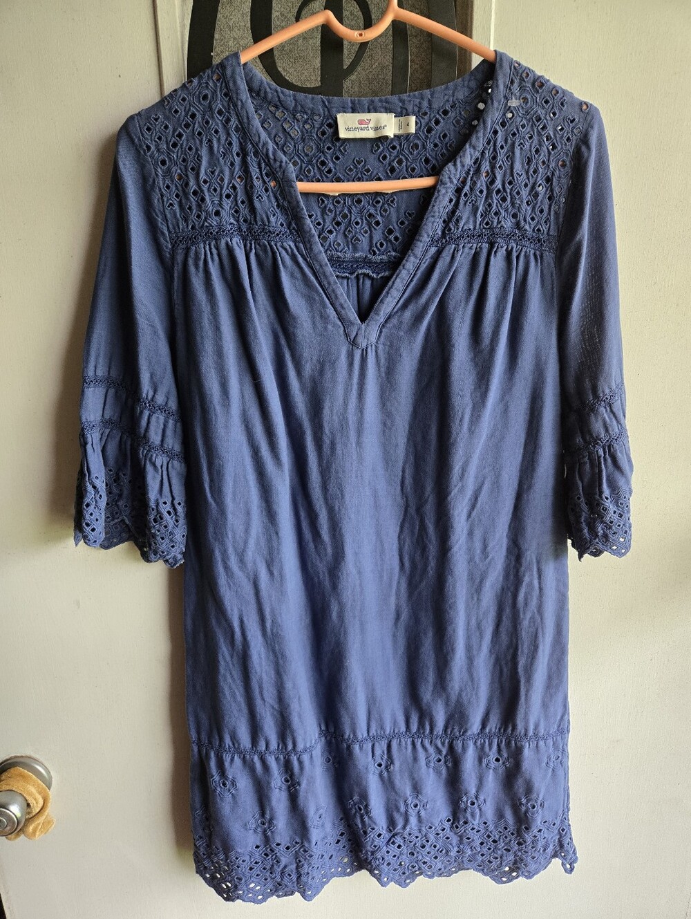Vineyard Vines Blue Eyelet V-Neck Tunic Dress